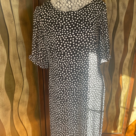 NWT Connected Women’s Black/white  Polka-dot Puff-sleeve Sheath Dress, size 12 - Picture 1 of 5